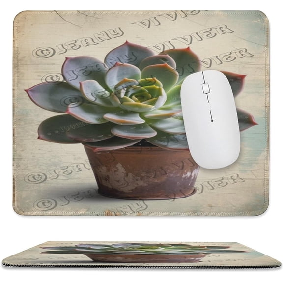 Succulent Gaming Mouse Pad Custom, Mouse Pads for Wireless Mouse Desk Accessories,Small Mouse Pads for Desk,Stitched Edge Mousepad with Non-Slip Rubber Base 10"x12"
