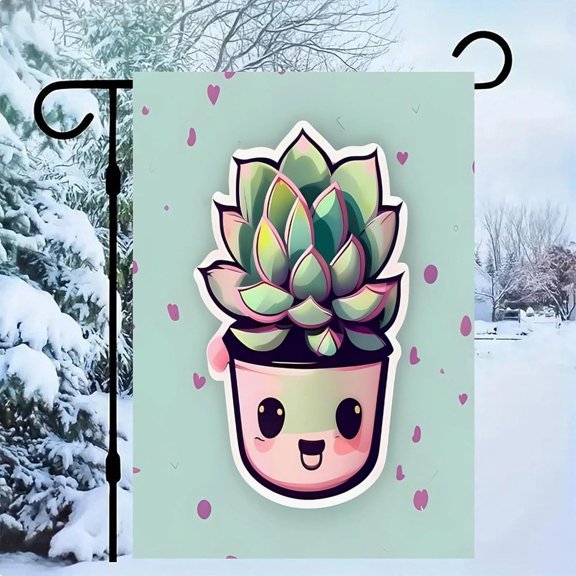 Succulent Garden Flag Linen 12 x 18 Inch Single-Sided Outdoor Yard Flag All Seasons Holiday Design