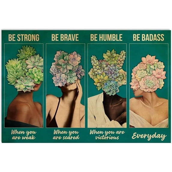 Succulent Girls Be Badass Everyday Retro Metal Signs Vintage Signs Aluminum Sign for Outdoor Garden Kitchen Home Cafe Bar Wall Decor 8x6 Inches