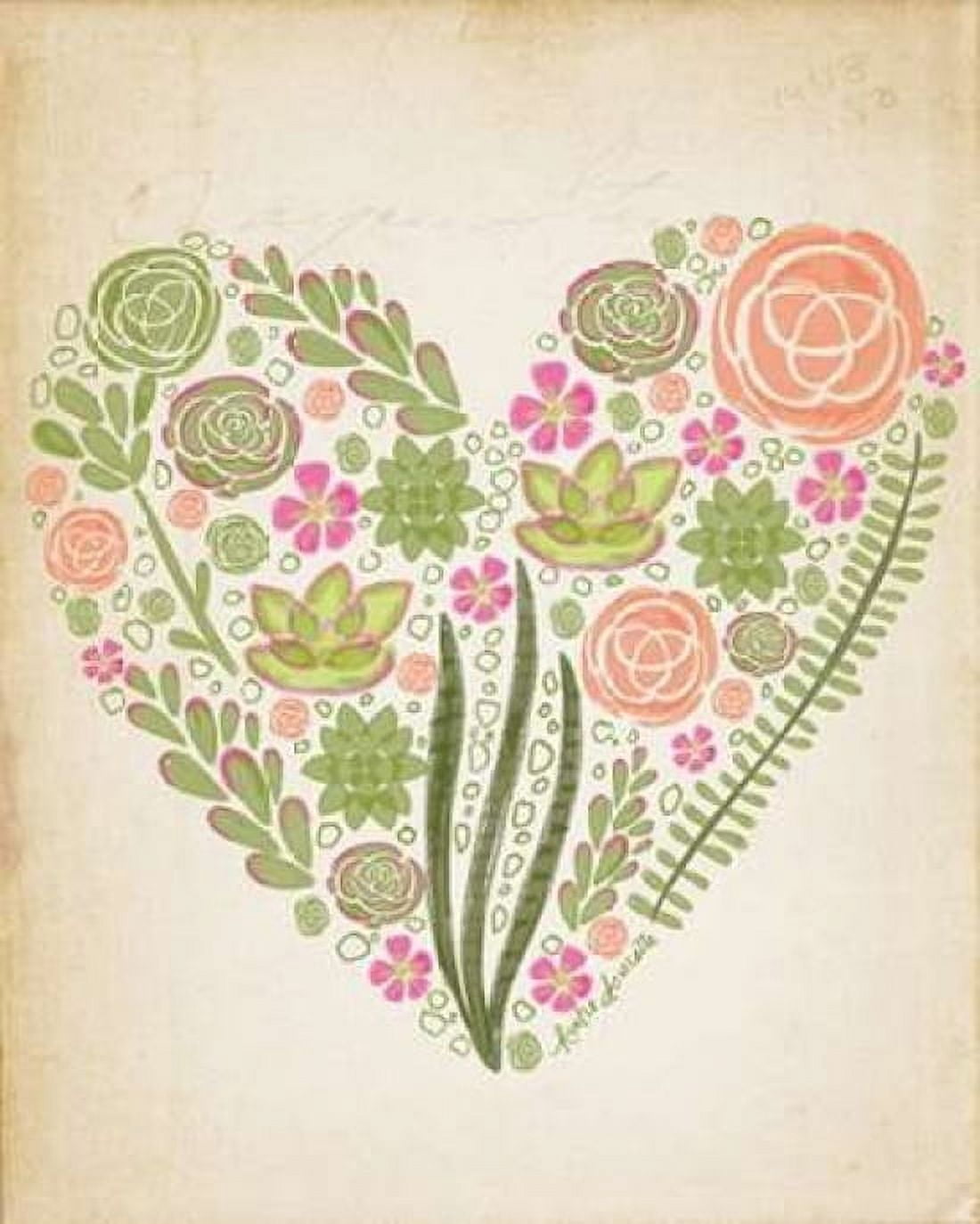 Succulent Heart Canvas Art - Katie Doucette (24X30)