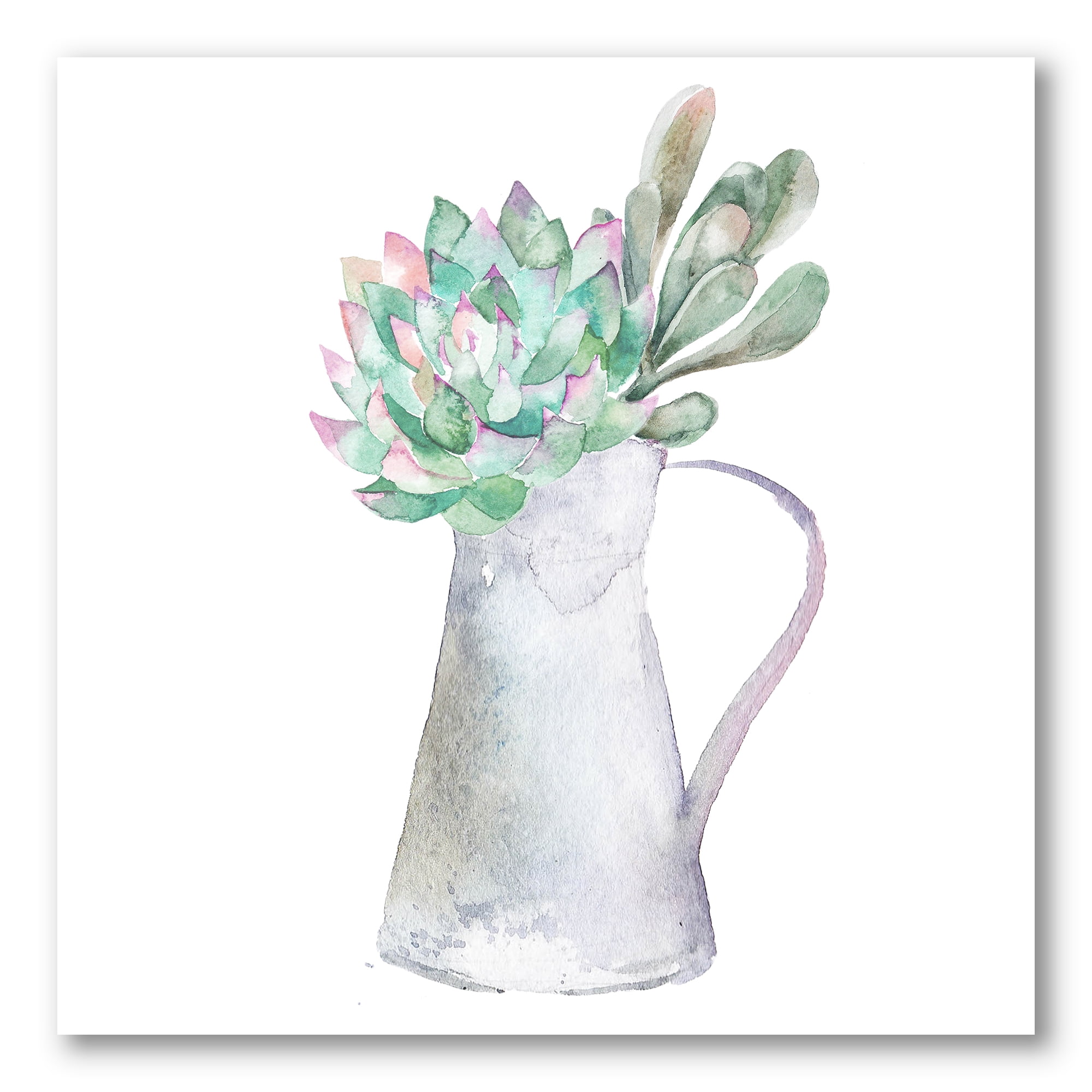 Succulent Home Plant In Jug 36 in x 36 in Painting Canvas Art Print, by Designart