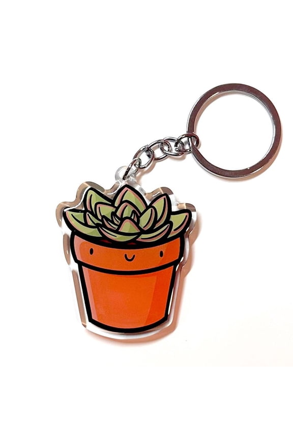 Succulent Keychain | Cute Acrylic Keychain | cute plant keychain | house plant keychain | happy plant keychain | plant lady keychain