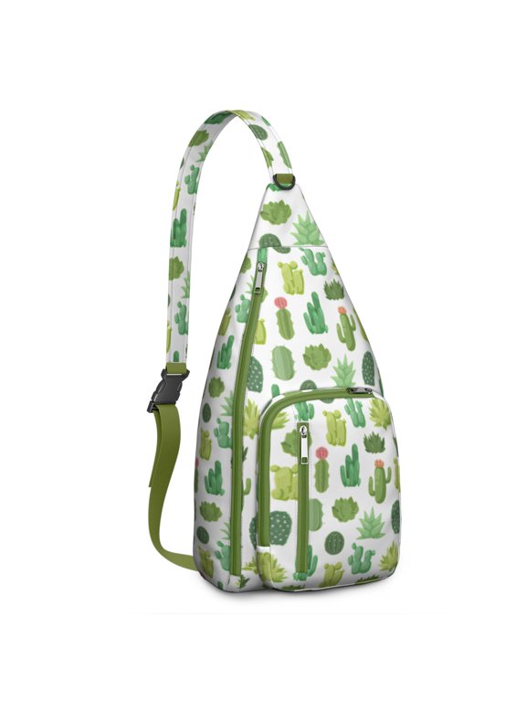Succulent Lover Backpack - Botanical Cactus Collection Print, Durable Hiking Sling Pack