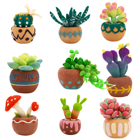 Succulent Needle Felting Kit, DIY Wool Felt Kit, Includes Materials and English Instructions, Ideal Craft for Beginners, Home Decor, and Unique Present