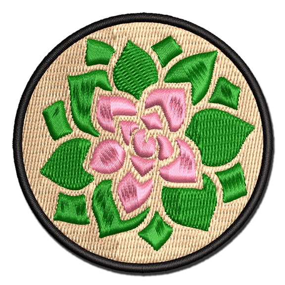 Succulent Plant Applique Multi-Color Embroidered Iron-On Patch - 2.5 Inch Small