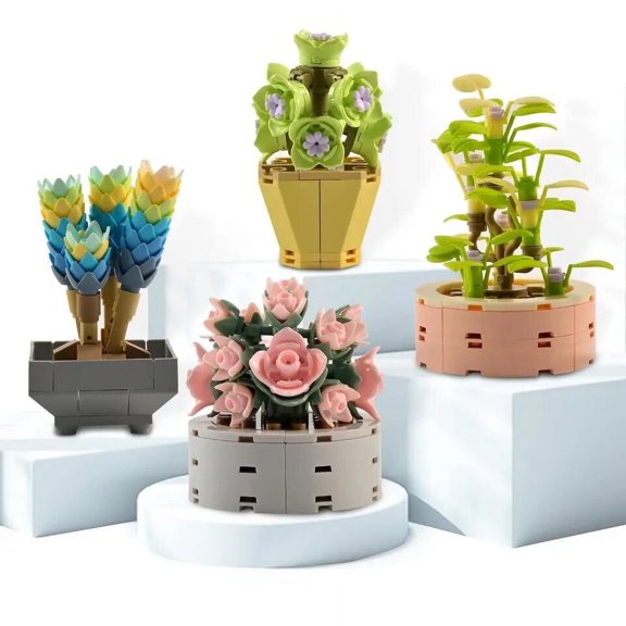 Succulent Plant Assortment Building Blocks Set Set of 4| General Jim's Toys & Bricks | GJ-SPA