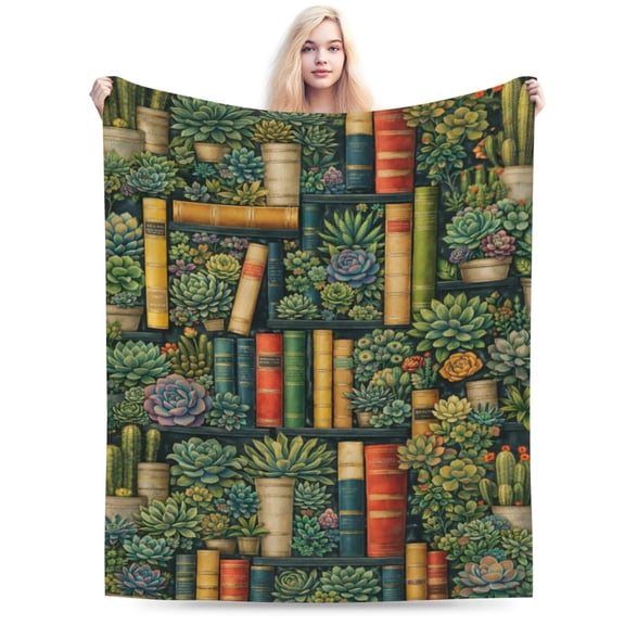 Succulent Plant Botanical Blanket Garden Plant Throw Blanket Soft Cozy Blanket for Couch Bed Plant Lover Gift Decor 60x50