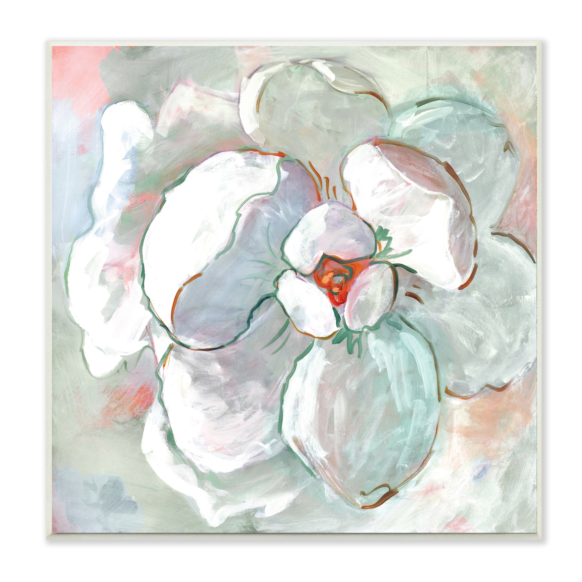 Stupell Industries Succulent Plant Leaf Abstraction Green White Red,12 x 12,Designed by Sue Riger