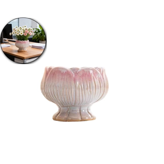 Succulent Plant Pot Gradient Petals Pattern Flower Pot Ceramic Planter for Cactus Plants Container Bonsai Pots with Drainage Hole for Home Decor