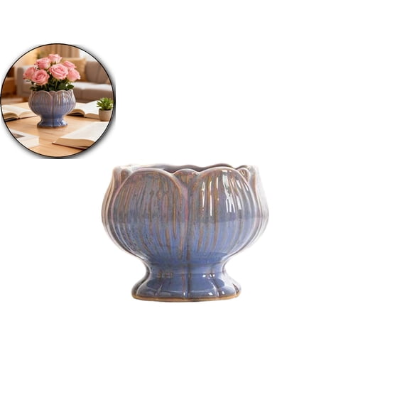 Succulent Plant Pot Gradient Petals Pattern Flower Pot Ceramic Planter for Cactus Plants Container Bonsai Pots with Drainage Hole for Home Decor