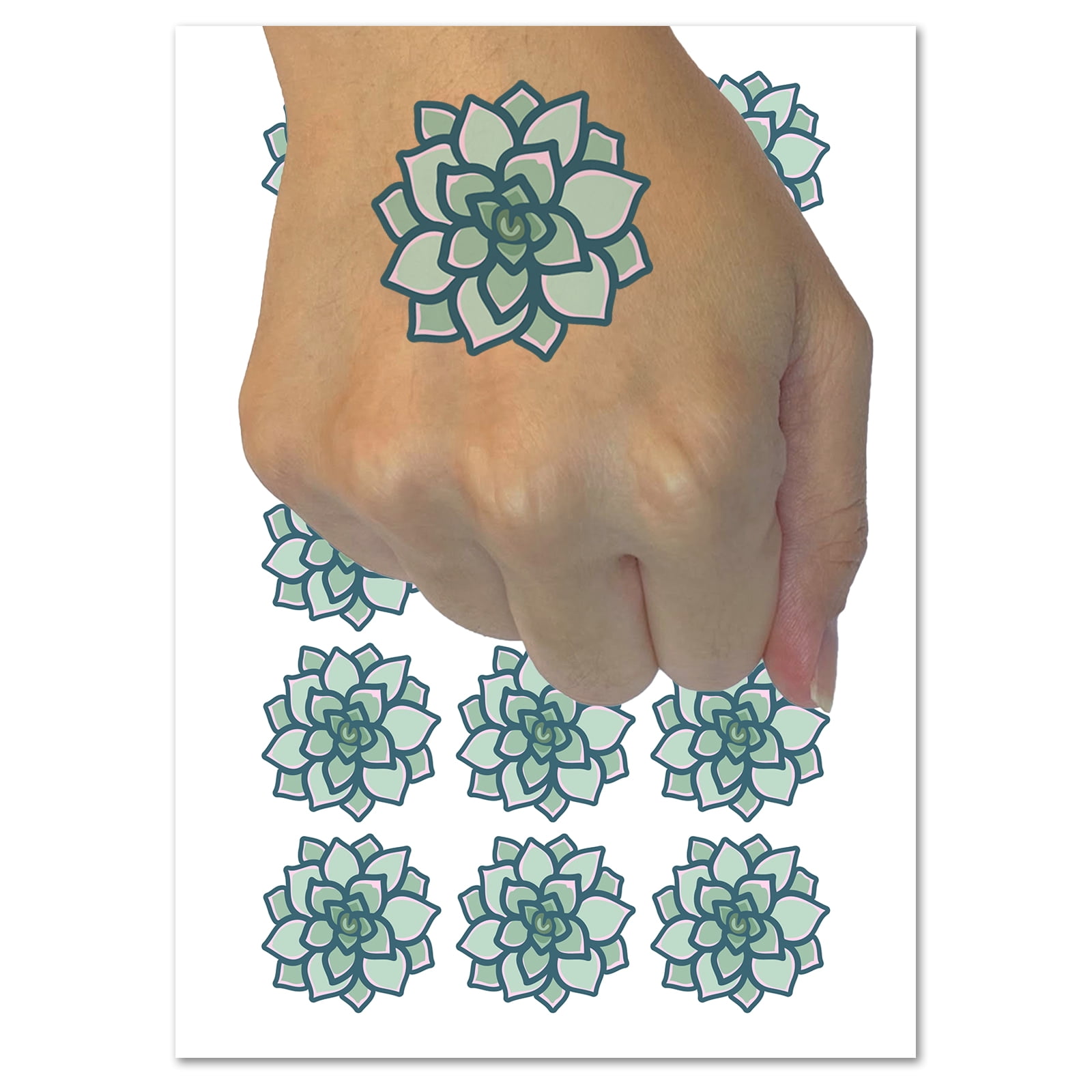 Fake Tattoo Drawing Ideascrease Succulent Plant Water Resistant Temporary Tattoo Set Fake Body Art ...