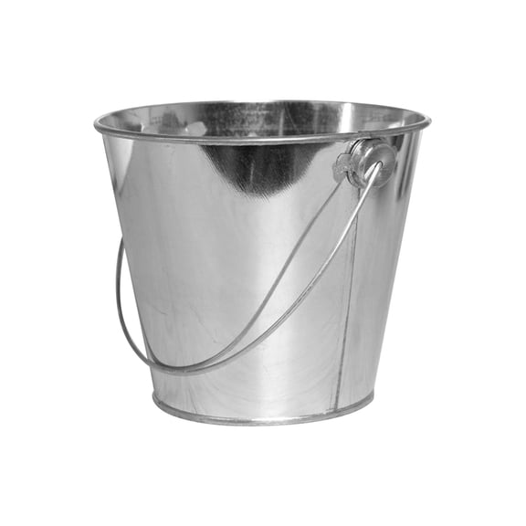 Succulent Planter, Large Outdoor Planter, 8X10.5 in, Galvanized Flower Bucket, toddler Outdoor Activities, Summer Activities, Metal Container, Shiny Silver, 1 Pc, Patio Growing