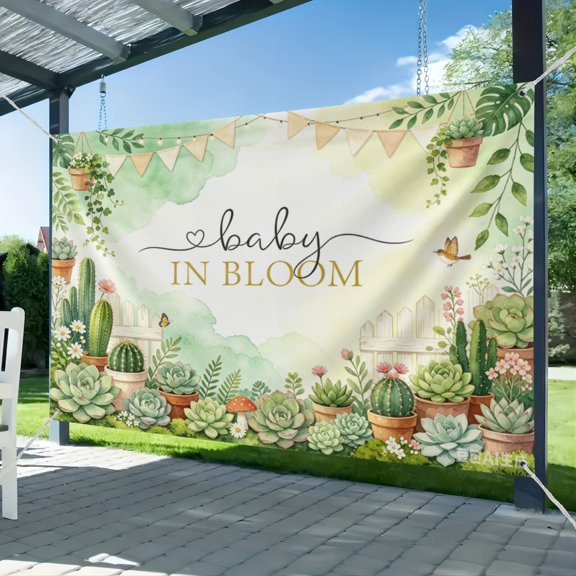 Succulent Plants Backdrop Garden Theme Party Decorations Spring Greenery Succulent Plant Birthday Party Decor Photo Booth Props 51*59IN
