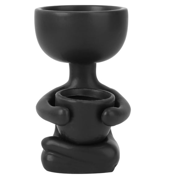 ORDDIART Black Sitting Human Shaped Planter 1Pcs 2.4x2.4x3.9in Flower Pots