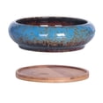 thumbnail image 1 of Succulent Pots - 7.3 Inch Large Plant Pot, Ceramic Bonsai Pot with Drainage Tray Shallow Planters for Indoor Succulents Glazed Cactus Flower Plant Container, 1 of 2