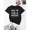 thumbnail image 1 of Succulent Print Crew Neck T-shirt, Casual Loose Short Sleeve Fashion Summer T-Shirts Tops, Women's Clothing, 1 of 5