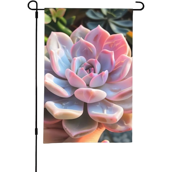 Succulent Print Garden Flag, Double-Sided Outdoor Yard Flag, 12 x 18 Inches