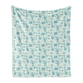 thumbnail image 1 of Succulent Soft Flannel Fleece Throw Blanket, Continuous Cold Toned Pattern of Exotic Plants, Cozy Plush for Indoor and Outdoor Use, 50" x 70", Mint Green Cadet Blue, by Ambesonne, 1 of 5