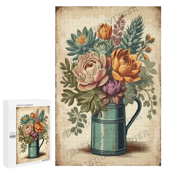 Succulent Themed Jigsaw Puzzles 1000 Piece for Adults Families Challenging Fun Pieces Fit Together Challenging Puzzle Perfect for Game Nights Succulent Decor