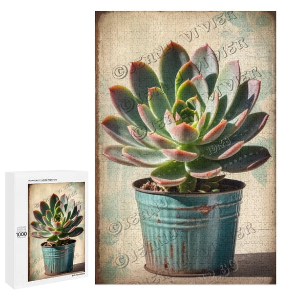 Succulent Themed Jigsaw Puzzles 1000 Piece for Adults Families Challenging Fun Pieces Fit Together Challenging Puzzle Perfect for Game Nights Succulent Art