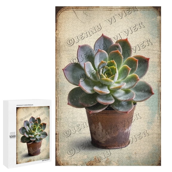Succulent Themed Jigsaw Puzzles 1000 Piece for Adults Families Challenging Fun Pieces Fit Together Challenging Puzzle Perfect for Game Nights