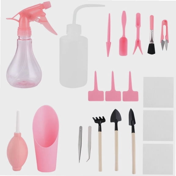Succulent Tools,19Pcs/Set Succulent Plants Tool Transplanting Gardening Tools for Bonsai Indoors Small Plants for Bonsai Planter[pink]