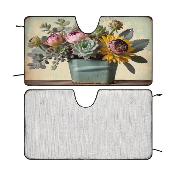 Succulent Windshield Sunshade Car Sun Shade Protector for Small Car SUV Front Window 51"x28"