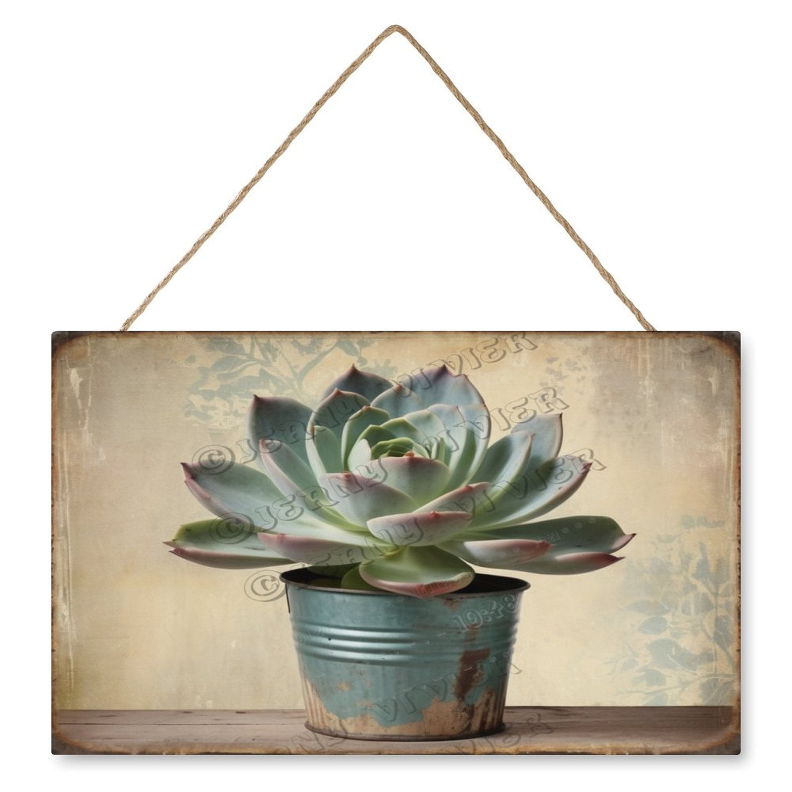 Succulent Wooden Hanging Sign Flower Wood Sign Farmhouse Vintage Rustic ...