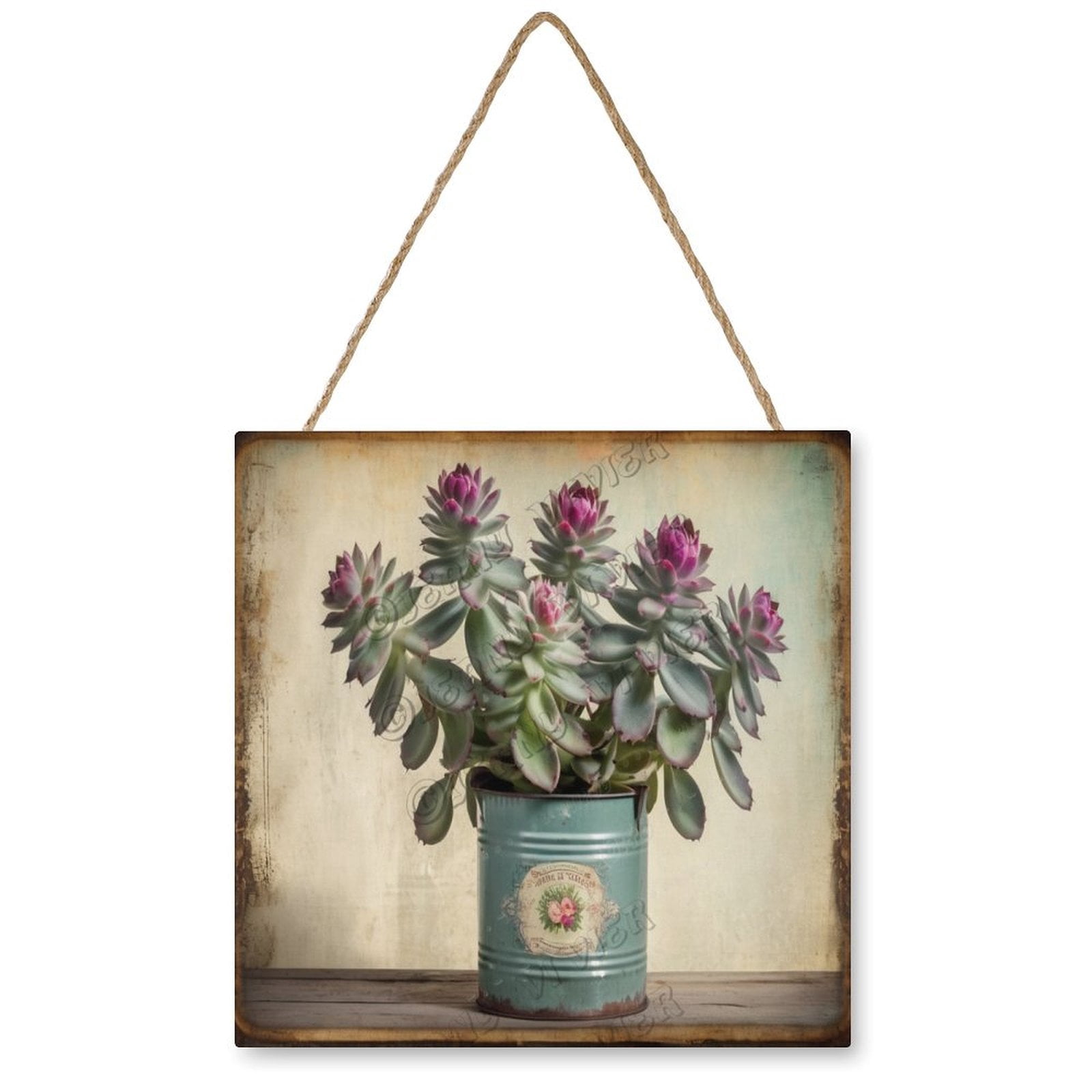 Succulent Wooden Hanging Sign Green Plant Decor Farmhouse Vintage ...