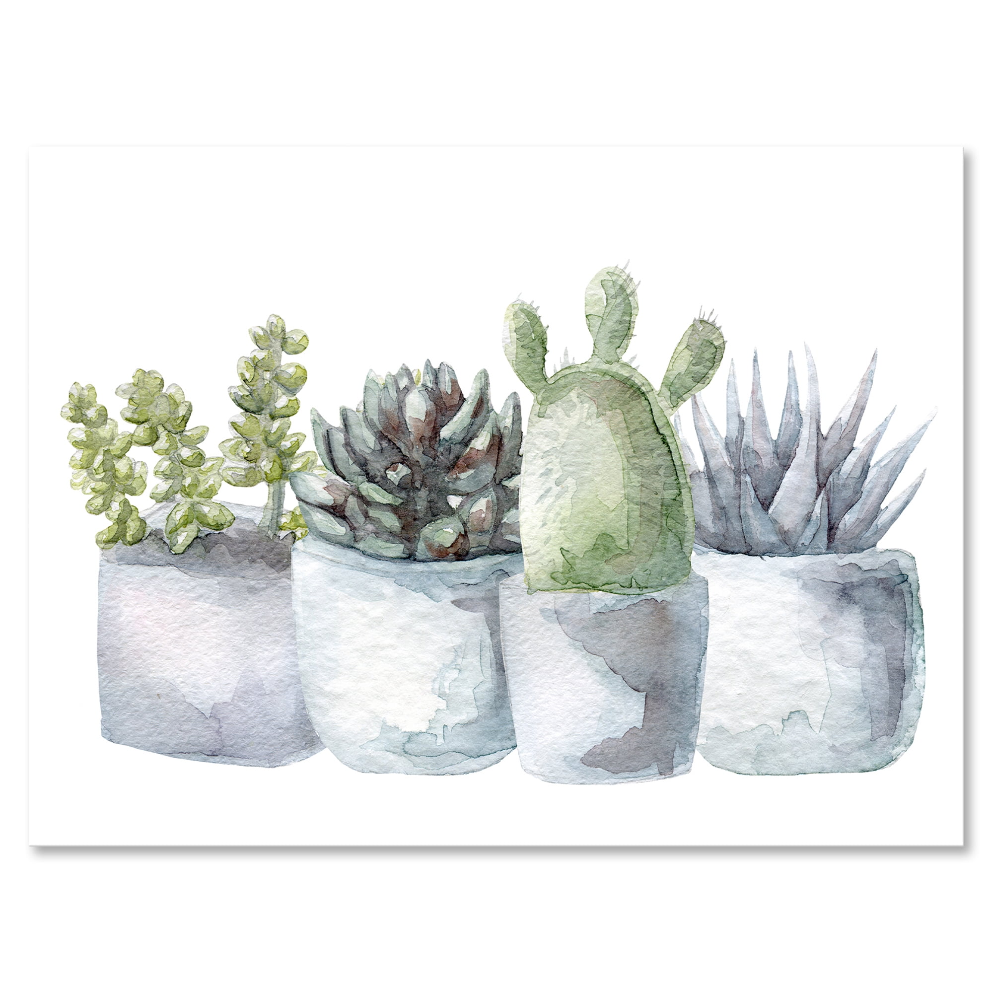 Succulent and Cactus House Plants I 40 in x 30 in Painting Canvas Art Print, by Designart