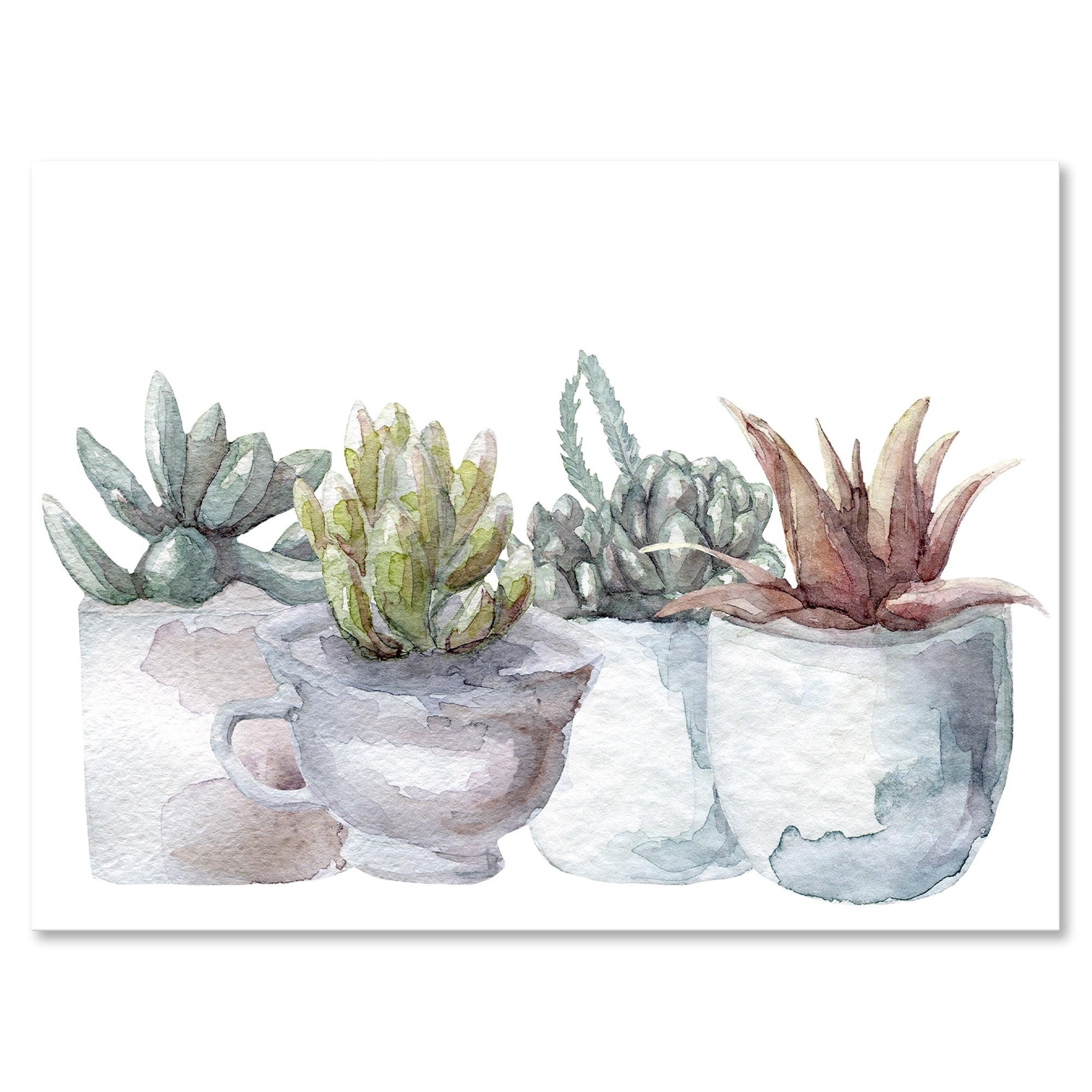 Succulent and Cactus House Plants IV 32 in x 16 in Painting Canvas Art Print, by Designart