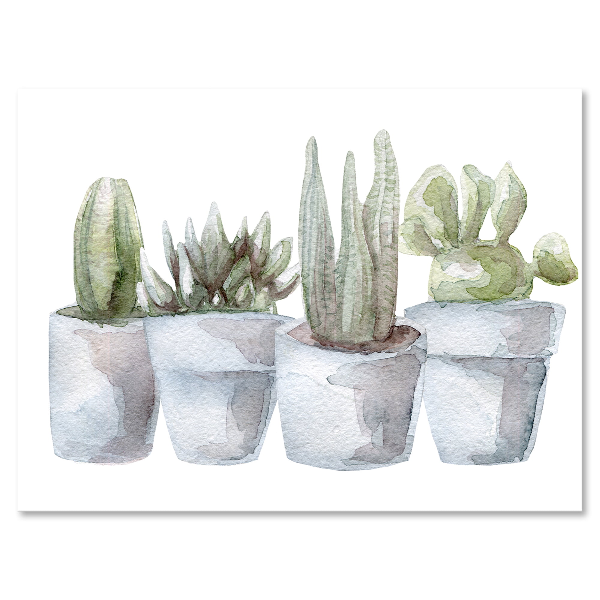 Succulent and Cactus House Plants V 8 in x 12 in Painting Canvas Art Print, by Designart