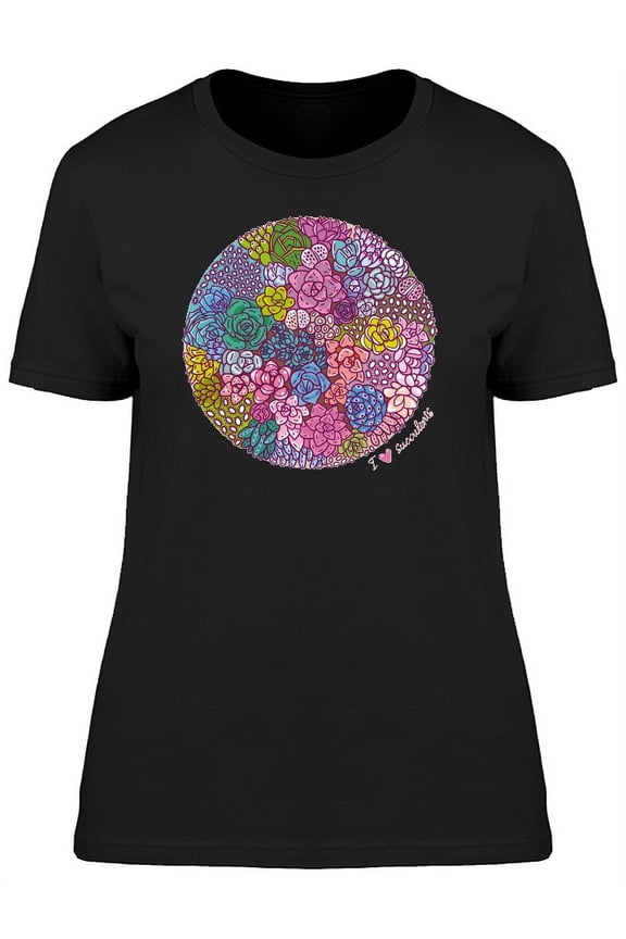 Succulents And Cactus In Circle T-Shirt Women -Image by Shutterstock, Female Small