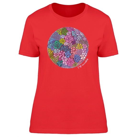 Succulents And Cactus In Circle T-Shirt Women -Image by Shutterstock, Female XX-Large