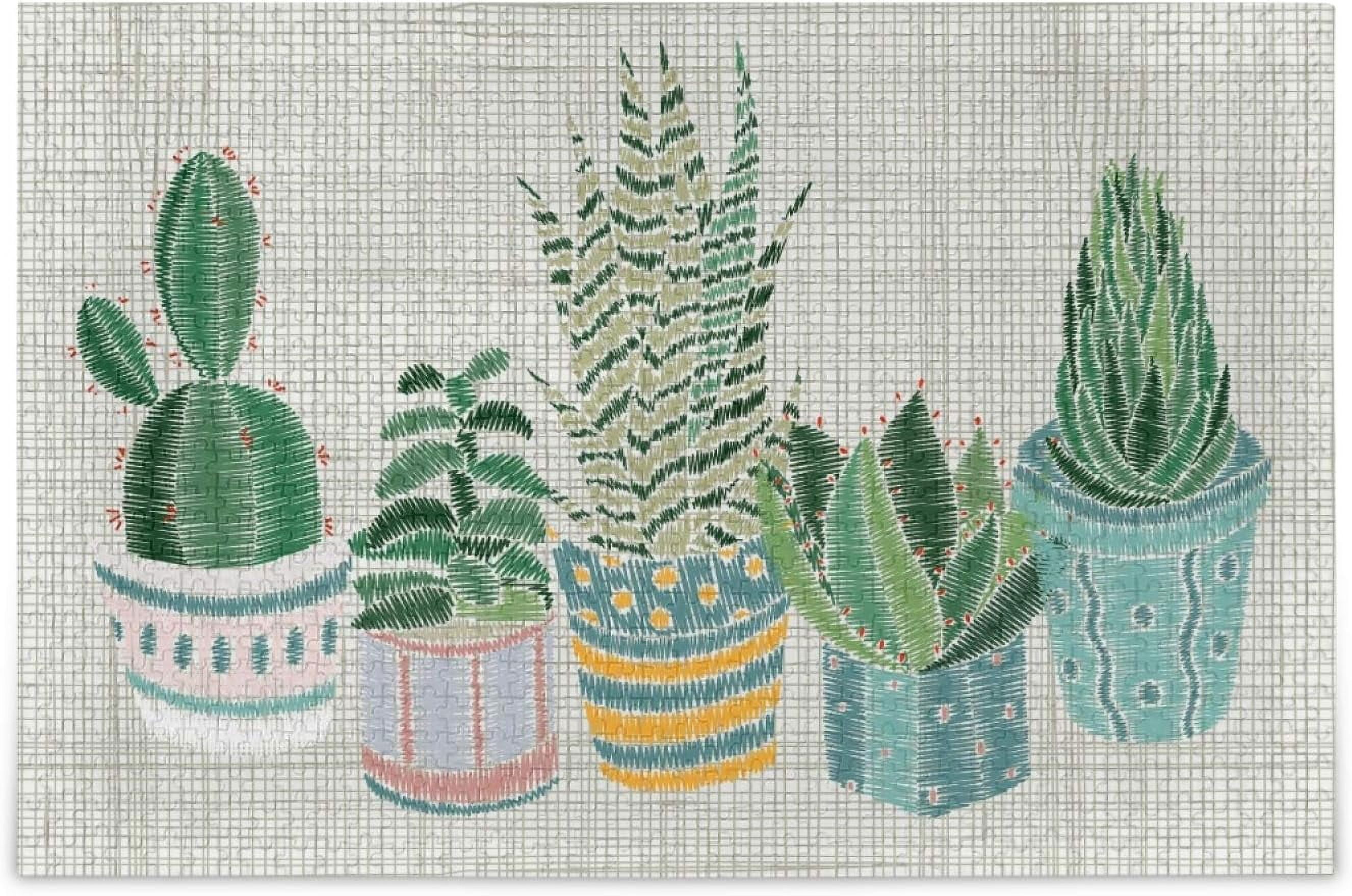 500 Piece Succulents Wooden Puzzle For Adults - Fun Family Game, 20.5 X 14.9 Inches, Includes Reference Picture
