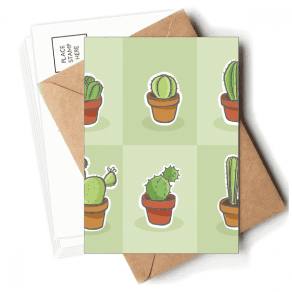 Succulents Cactus Potted  Illustration Pattern Postcards Envelopes Blank Note Cards Mailing
