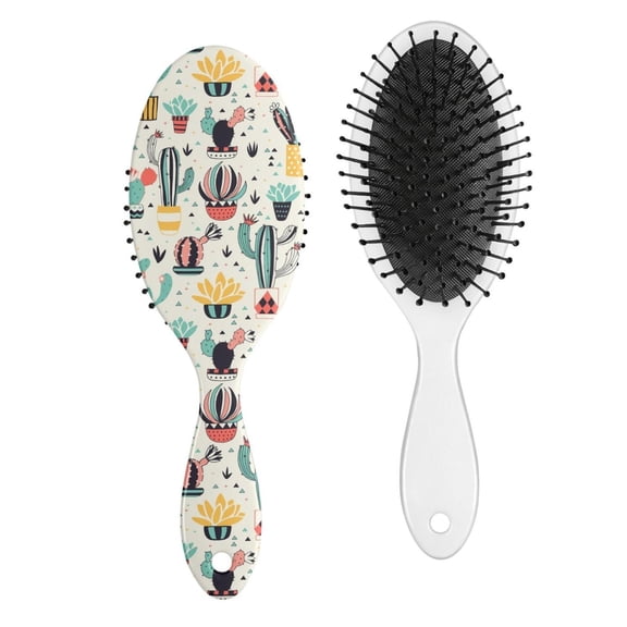 Succulents Hair Brush, Southwestern Succulent Detangling Paddle Brush with Watercolor Cactus Retro Desert Style, Soft Cushion Hairbrush for All Hair Types, Gift Idea