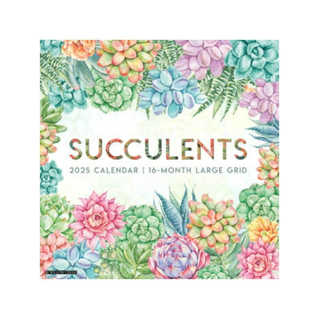 SucculentsLarge Grid 2025 12 X 12 Wall Calendar