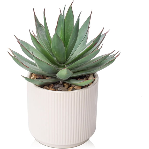 Succulents Plants Artificial for Home Decor, Realistic Potted Fake Agave Plant, Cute Aloe Maguey Faux Plant, Bookshelf Tabletop Decor, Modern Farmhouse Home Bathroom Decorations