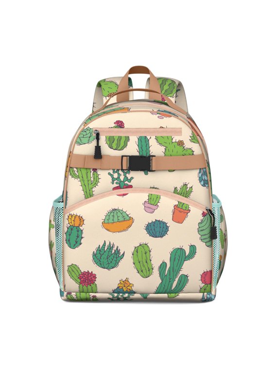 Succulents Student Backpack Lightweight Durable Bookbag Adjustable Straps Water-resistant Boho Cactus Watercolor Retro Desert Succulent Art