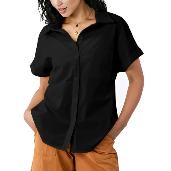 Sucegi Black Loose Casual Short-sleeved New Summer Women's Shirt