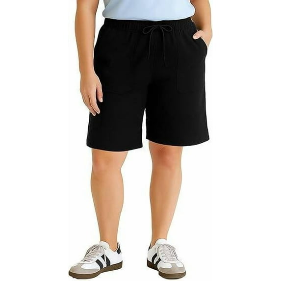 Sucegi Plus Size Women's Elastic Waist Drawstring Shorts with Pockets - Casual Loose Fit Summer Bottoms