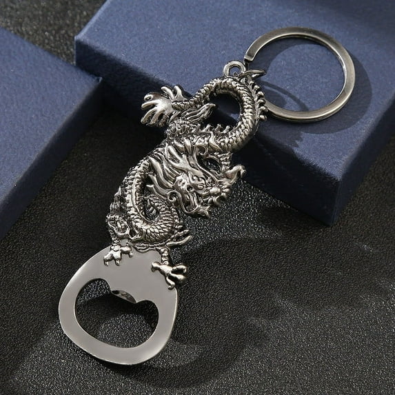 Unisex Dragon Keychain Metal Key Chain Zinc Alloy Bottle Opener Keyring Bronze Black Gold Silver Dark Gold Perfect Gift