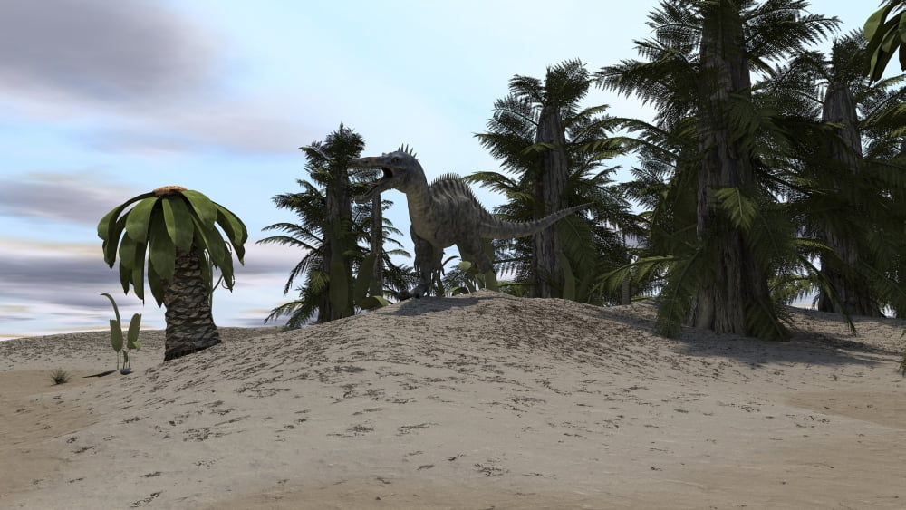 Suchomimus in a desert environment Canvas Art - Kostyantyn IvanyshenStocktrek Images (19 x 11)
