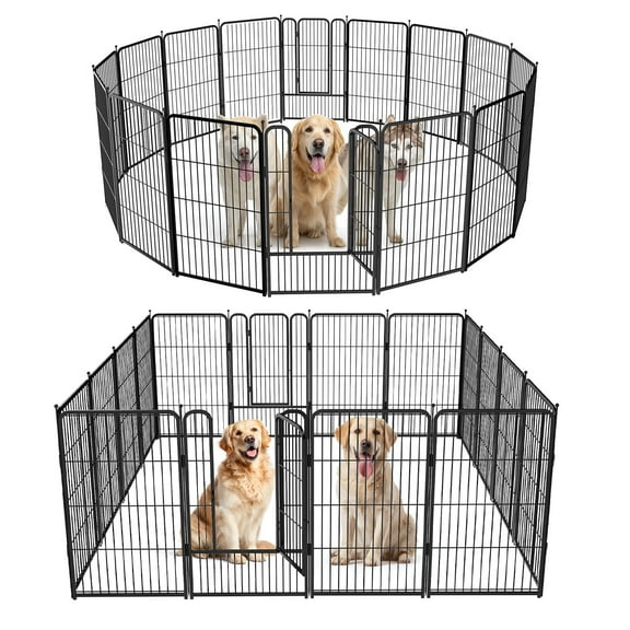 Suchown 16-Panel Dog Playpen 40" Height, Heavy Duty RV Dog Fence for Camping, Wide Gate Outdoor Pet Pen for Large Dogs, Solid Stakes, Total 43ft