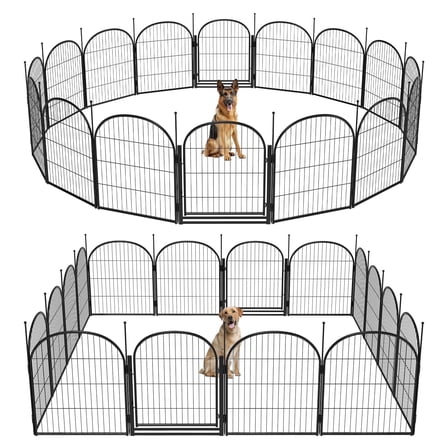 Suchown 32" Arched Dog Playpen, 16-Panel Heavy Duty Outdoor Fence for Large Dogs, Portable Pet Kennel for Yard & Indoor Use