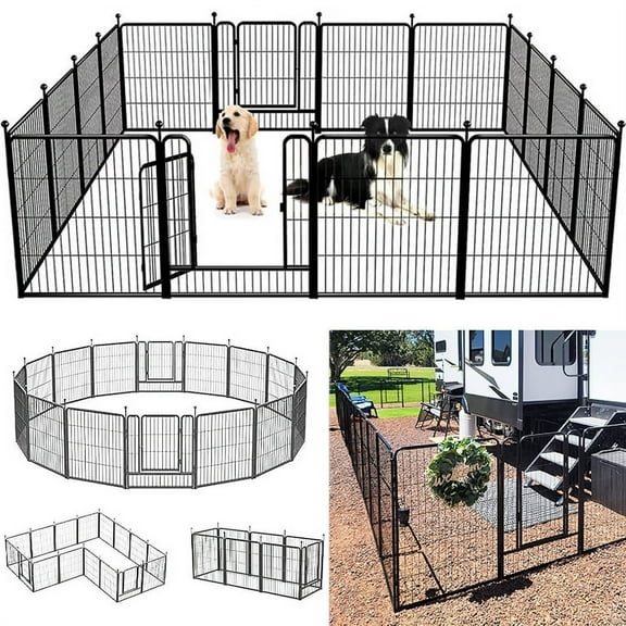 Suchown Dog Playpen Outdoor, 16 Panels 32" Height Dog Fence Exercise Pen for Large/Medium/Small Dogs, Pet Puppy Playpen for RV, Yard, Camping