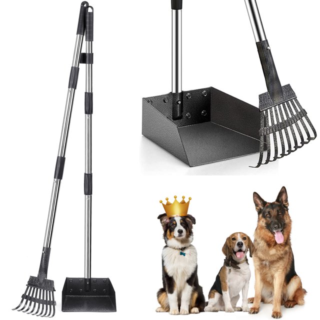 Suchown Dog Pooper Scooper for Large Medium Small Dogs, 38'' Long Handle Poop Scooper Black