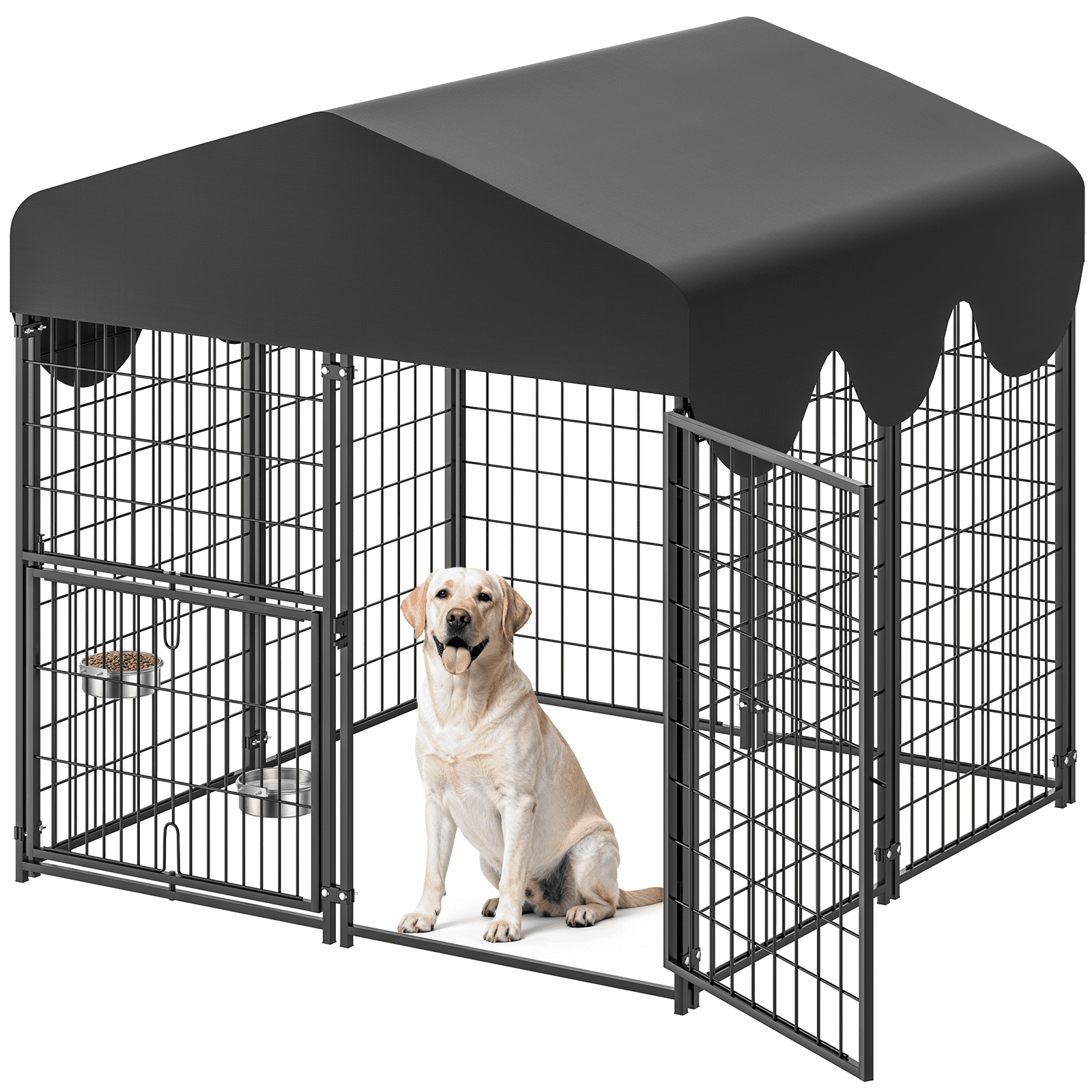 Walmart Black Friday Deals 2025 Suchown Dog Kennel Outdoor with Roof – Heavy Duty Dog Run, Large Dog Crate with Waterproof Cover, Rotating Feeder & Secure Lock, Expandable Dog Fence for Small to Large Dogs, 4' x 4.25' x 4.5'