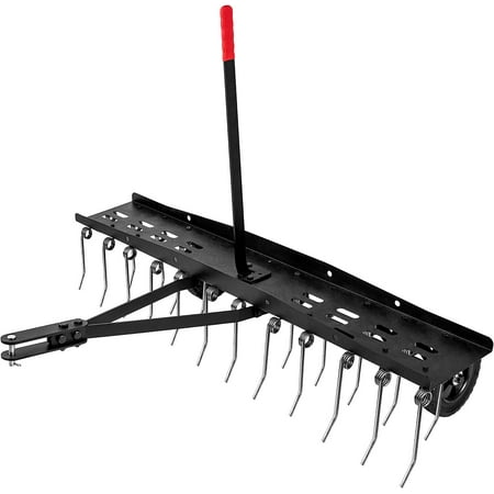 Suchtale Tow Behind Dethatcher Spring Steel Lawn Rake with Handle